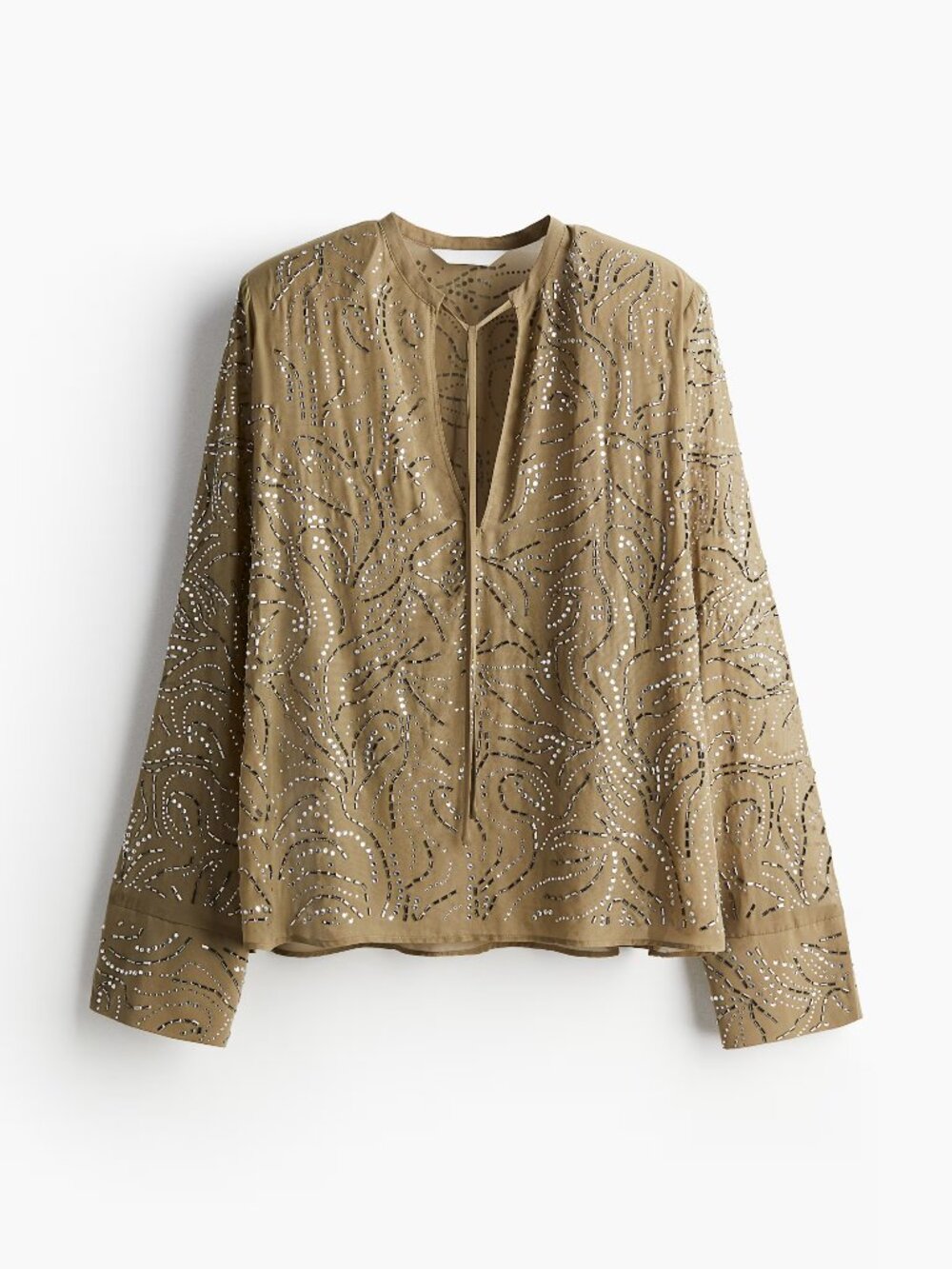 H&M Rhinestone Embellished Top – Women’s Size [ MEDIUM ] – Khaki Green